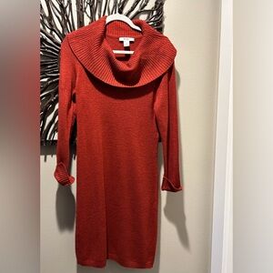 WHBM Holiday Red Cowl Neck Sweater Dress